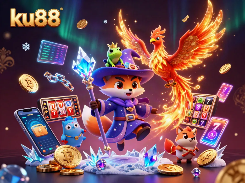 ku88 engages players in a vibrant casino world with lively slot elements and glimmering coins