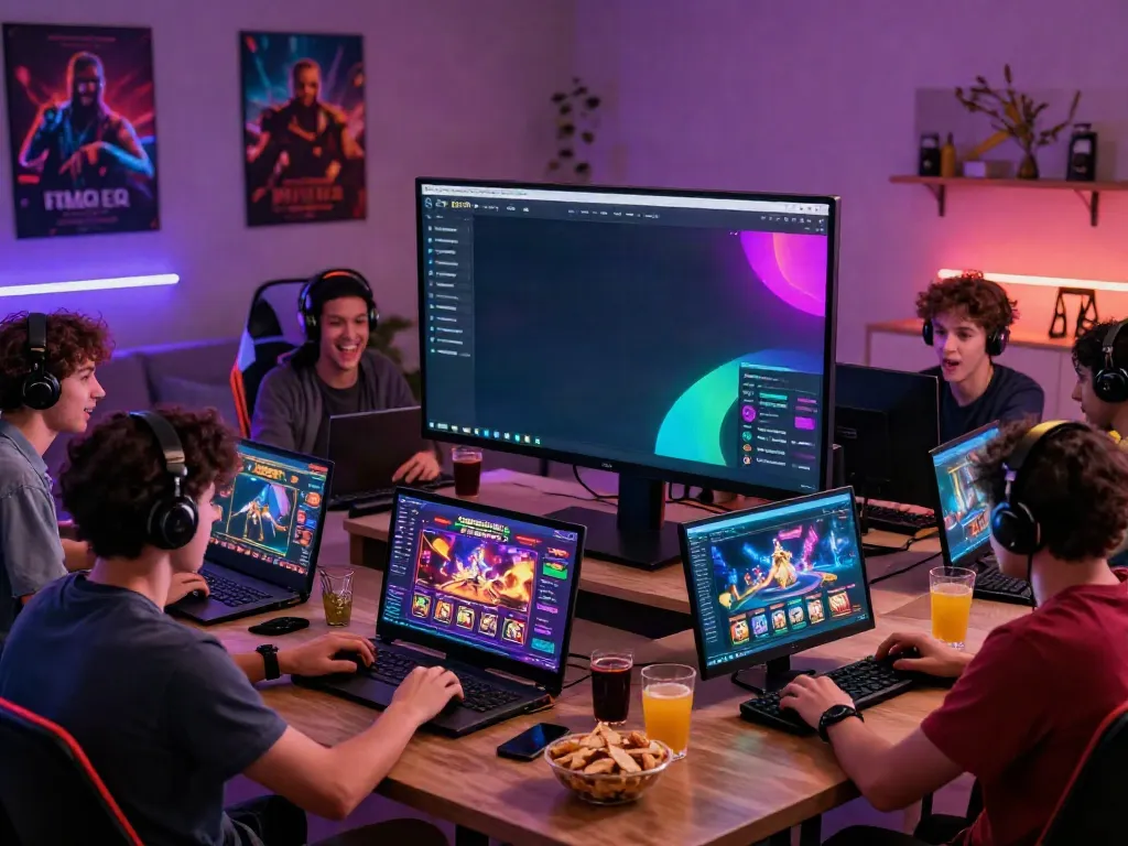 Players engaging with A80 gaming platform in a cozy living room setting.