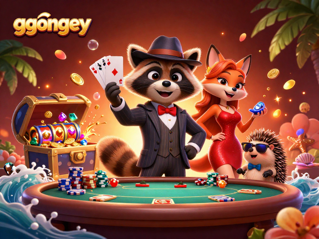 Engage in winning hands at ggongey featuring dynamic casino characters and vibrant gaming elements.