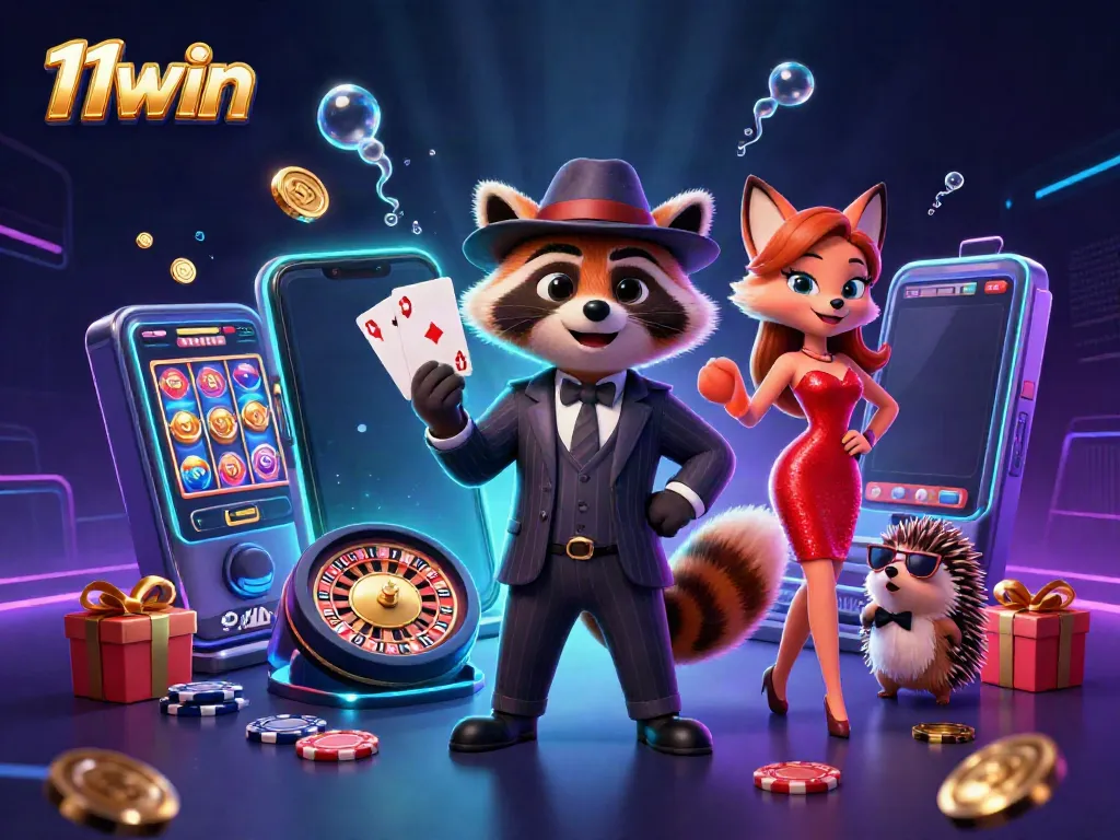 Experience thrilling gameplay with 11win as cartoon characters participate in a lively casino scene.