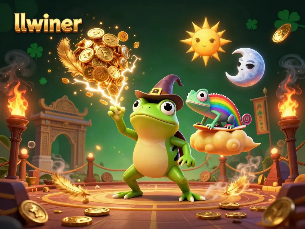 Experience thrilling wins with llwiner's magical gambling adventure featuring vibrant characters and golden surprises.