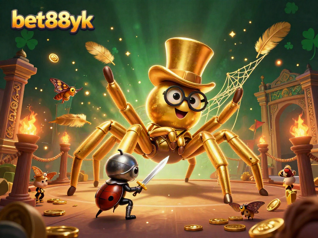 Experience thrilling gameplay at bet88yk with a giant tarantula weaving a golden web!