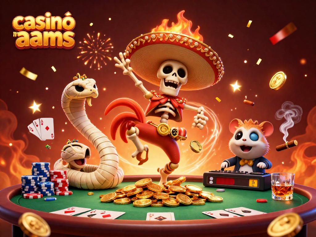 Partecipa ai casinò non AAMS con personaggi divertenti in un'illustrazione 3D dinamica e vivace.