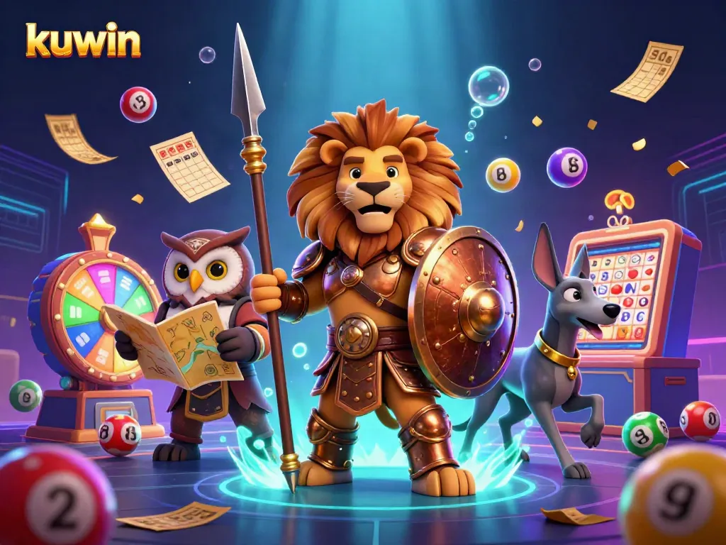 Engage in thrilling kuwin experiences with vibrant lottery elements and strategic winners in a colorful scene.