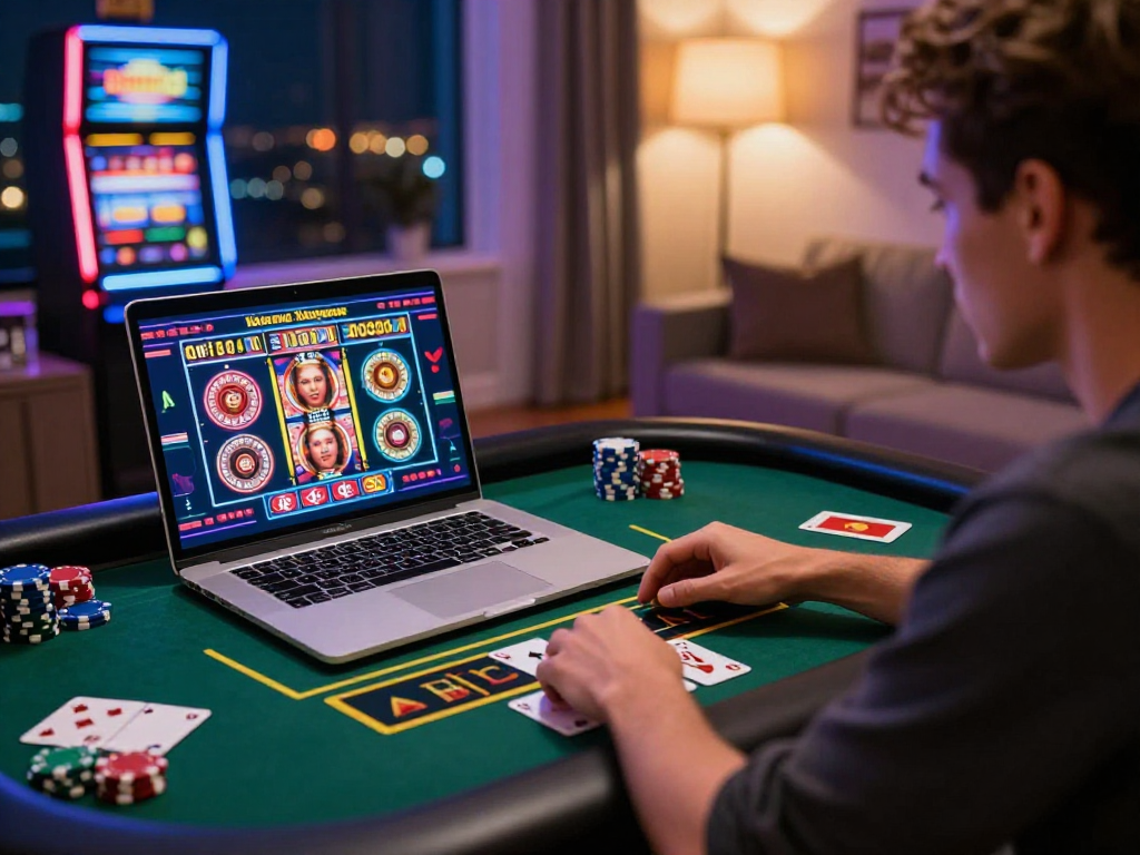 Giocatore al casinò non aams mentre gioca a roulette online in un ambiente accogliente.