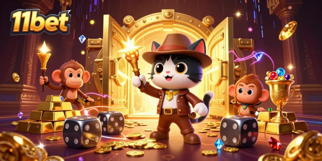 Engage and win with 11bet's exciting online casino experience featuring vibrant 3D elements.
