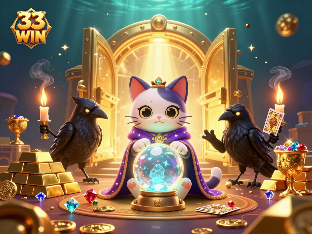 Engage with the excitement of 33 WIN at a vibrant digital casino featuring magical elements.