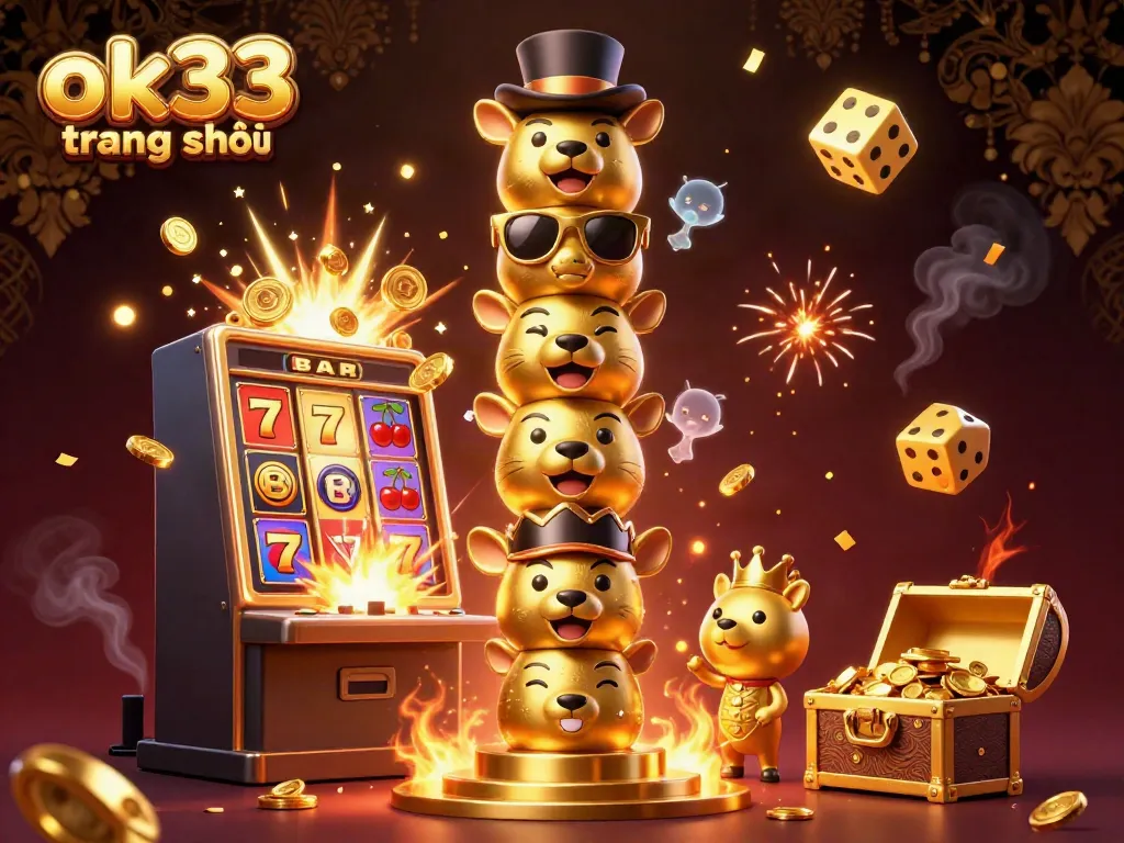 Experience the thrill of ok33 trang chủ with a vibrant, dynamic casino scene featuring a golden totem pole and jackpot explosion.
