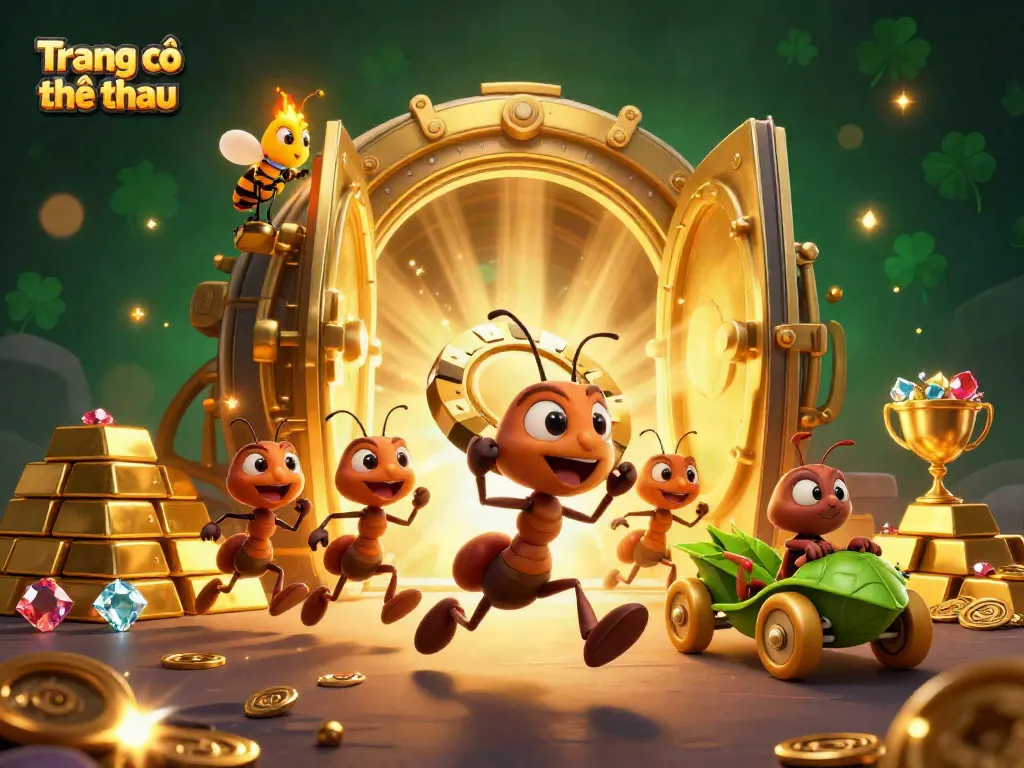 Engaging scene of Trang cá cược thể thao with ants on a heist, showcasing action and vibrant gambling elements.
